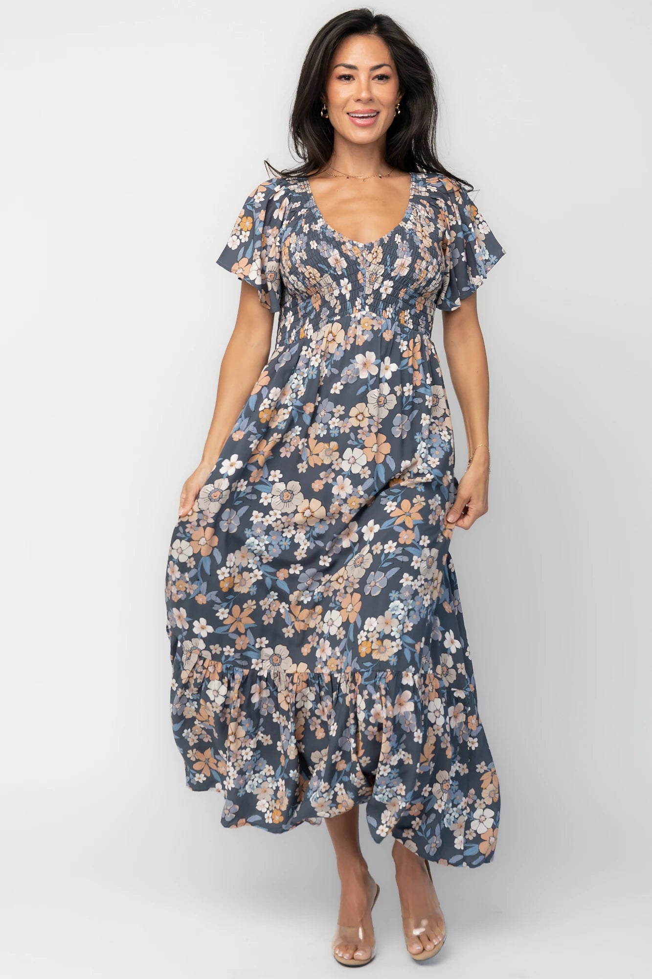 Joanie Smocked Dress | Slate Floral