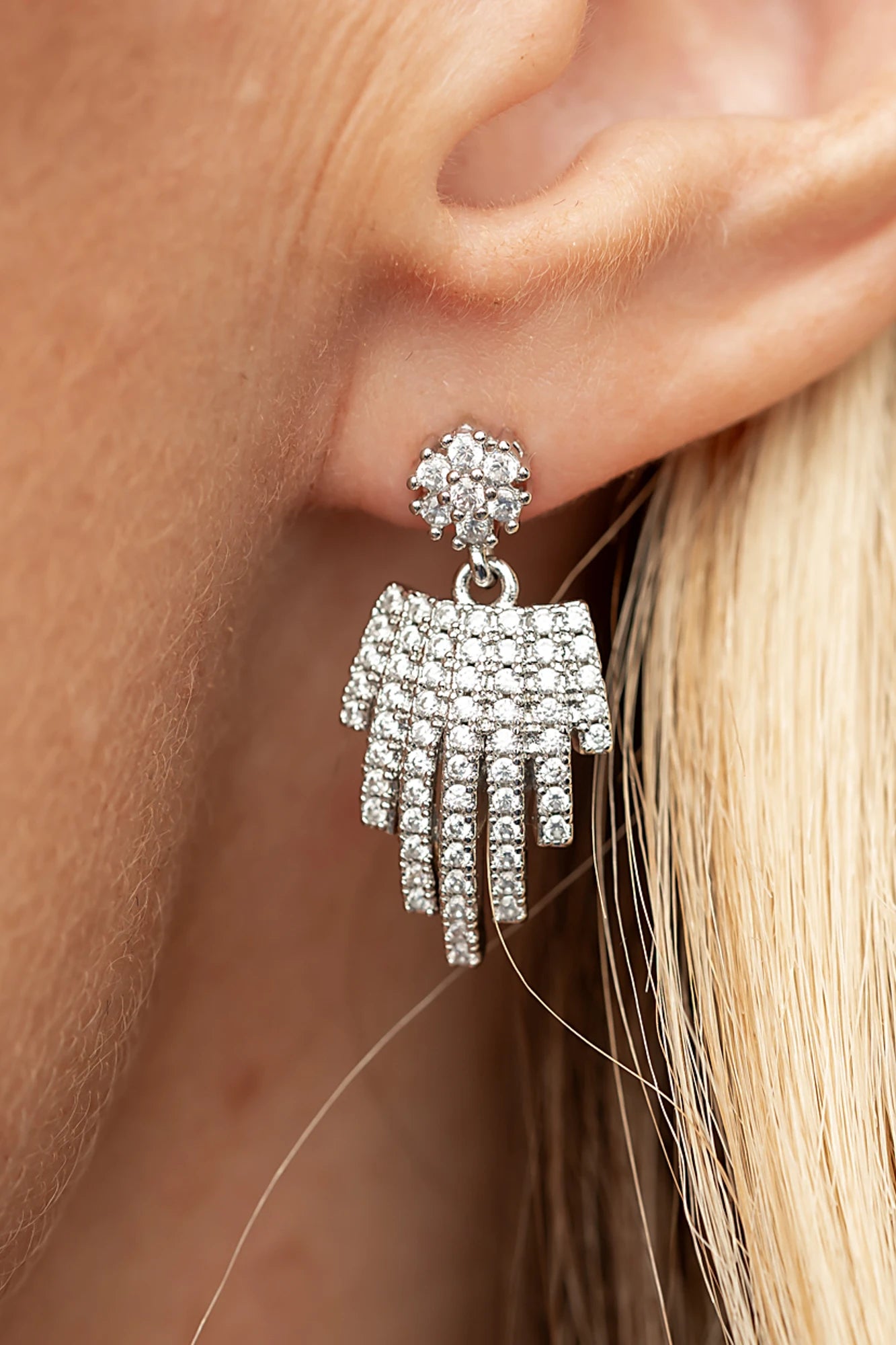 Ivera Fringe Drop Earrings | Silver