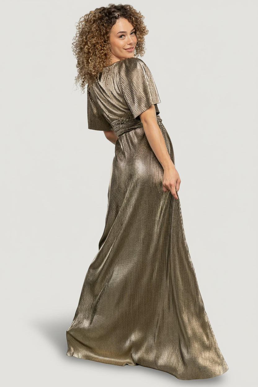 Baltic Born Womens Venetian Pleated Gown | Gold | Size: Large Baltic Born Womens Venetian Pleated Gown | Gold | Size: Large