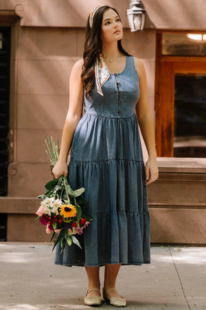 Baltic Born Womens Park Avenue Denim Dress | Medium Wash