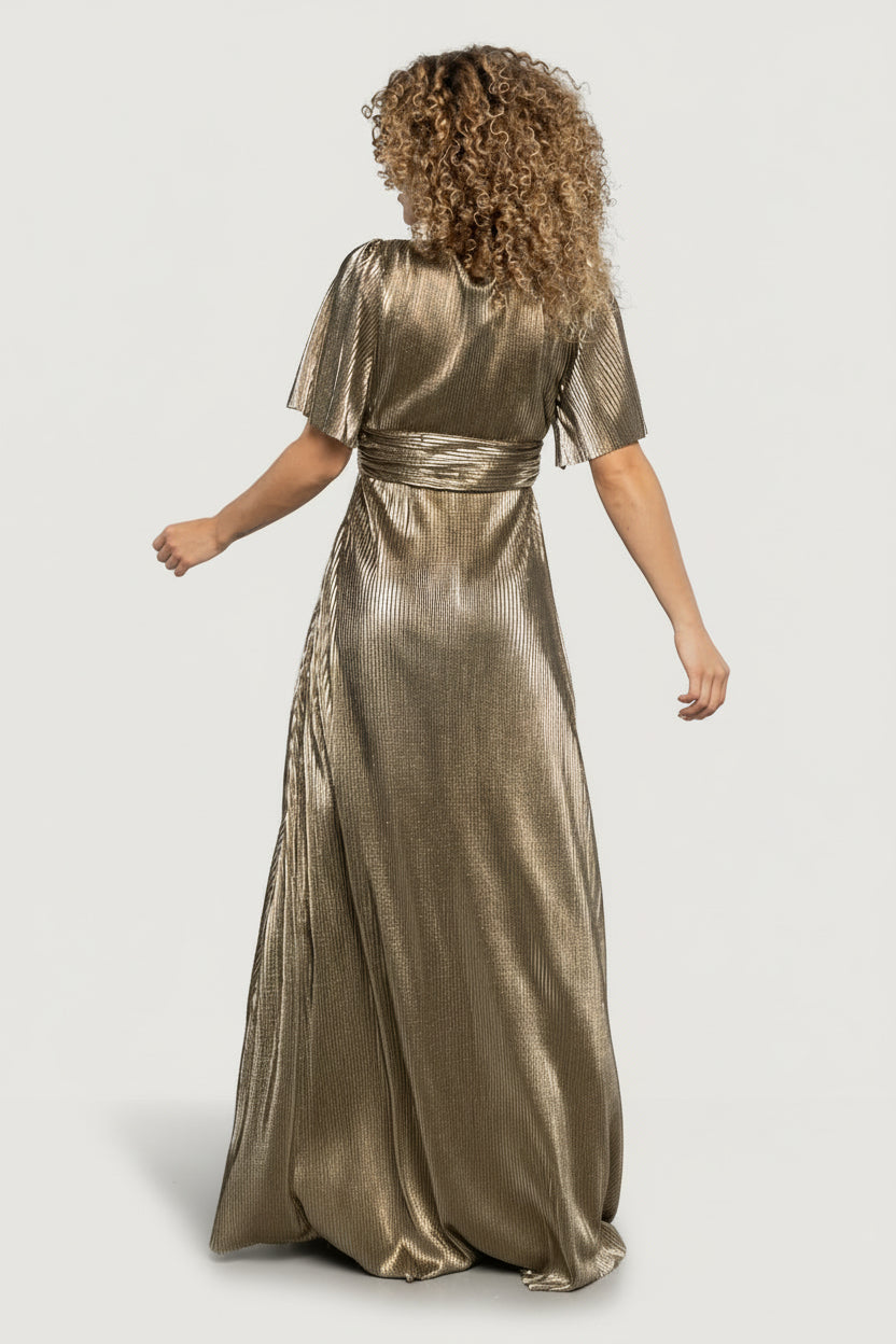 Venetian Pleated Gown | Gold