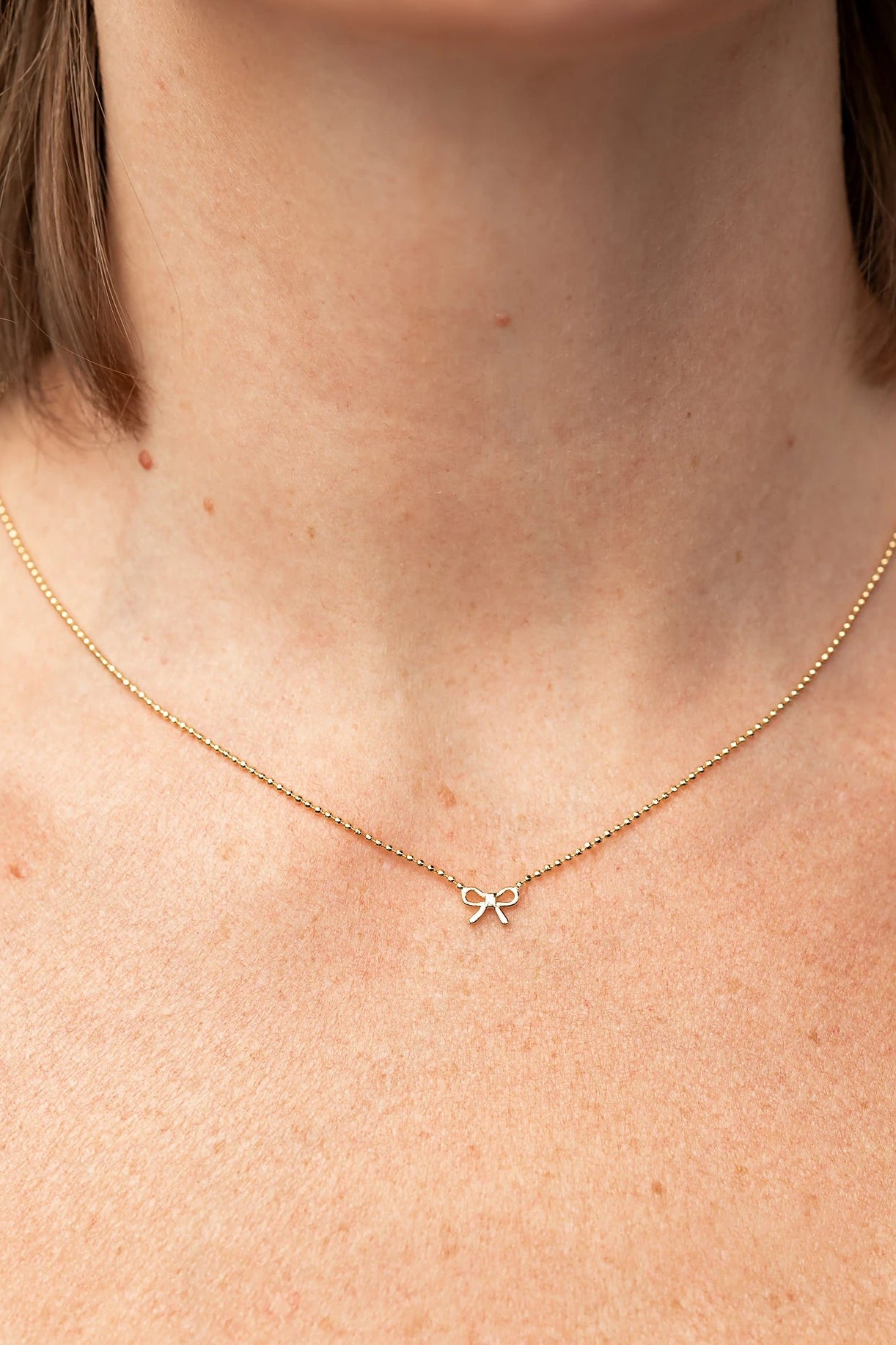 Holly Ribbon Bow Necklace | Gold