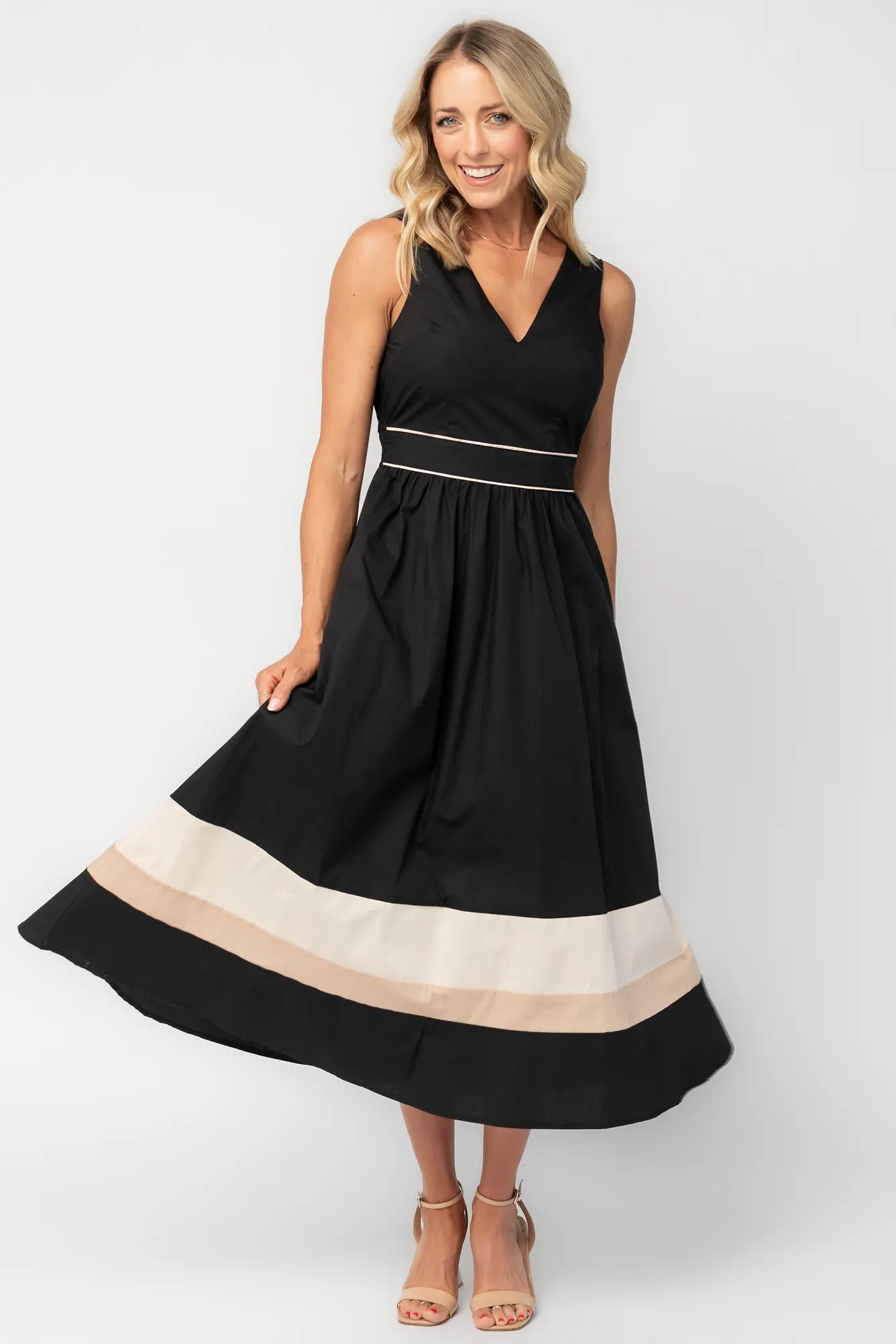 Baltic Born Womens Oxford Midi Dress | Black