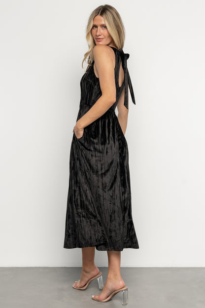 Octavia Velvet Midi Dress | Black