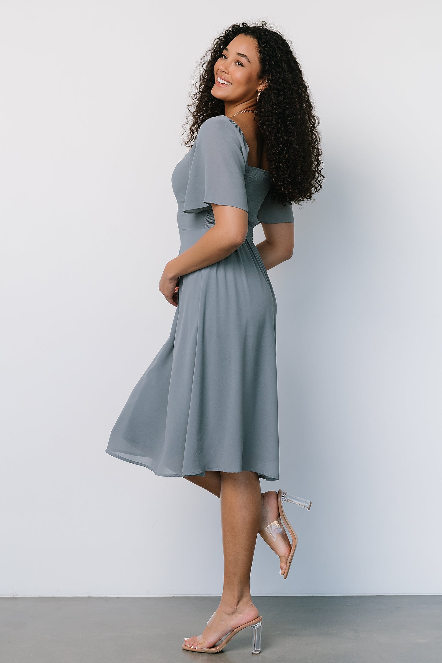 Colette Sweetheart Midi Dress | Dusty Blue