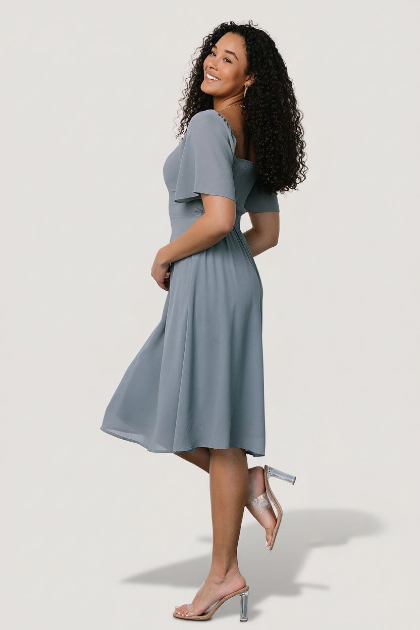 Colette Sweetheart Midi Dress | Dusty Blue