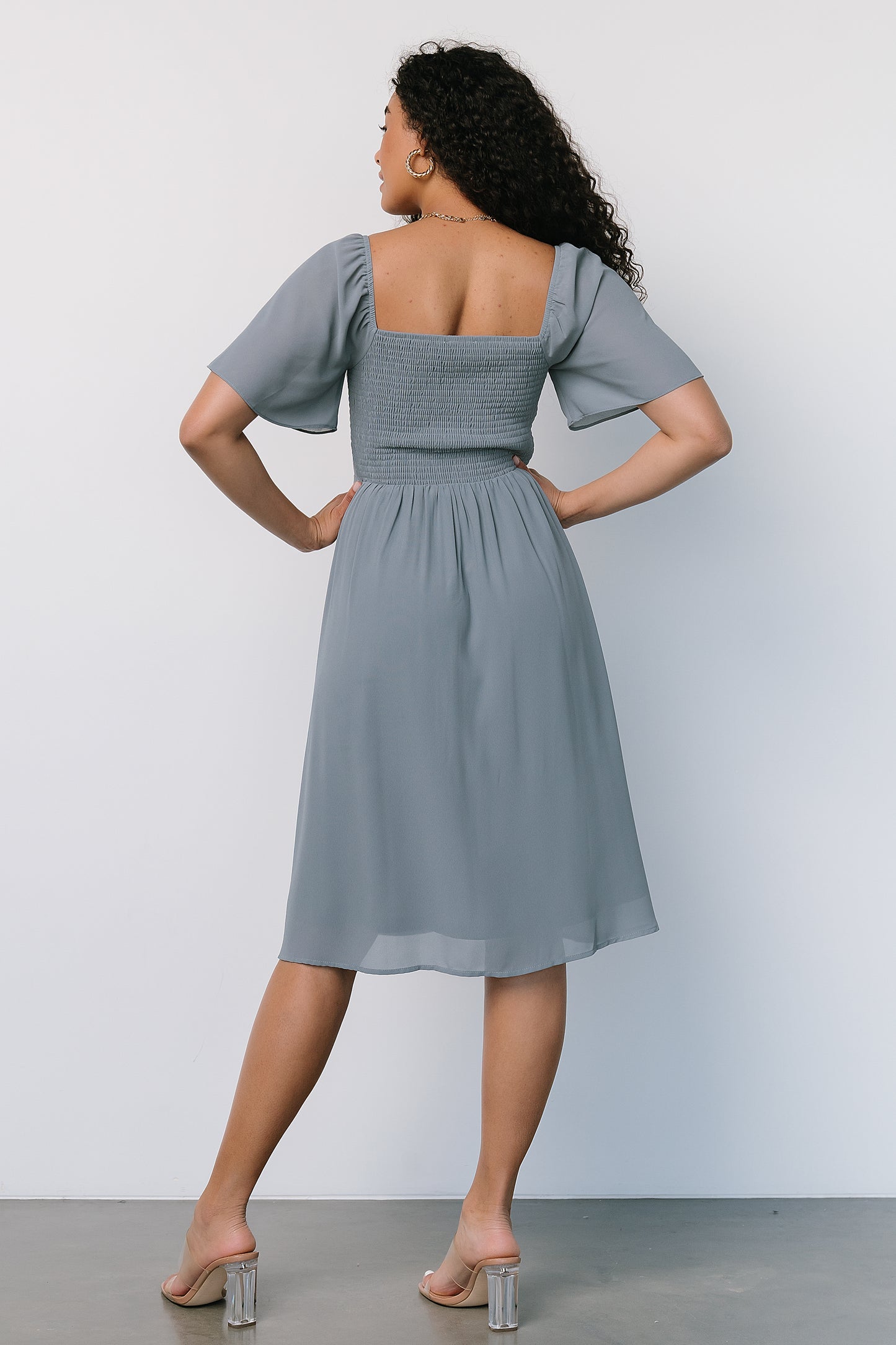 Colette Sweetheart Midi Dress | Dusty Blue