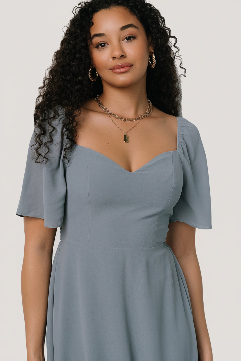 Colette Sweetheart Midi Dress | Dusty Blue