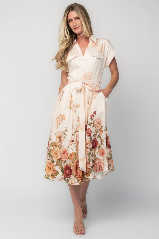 Baltic Born Womens Pembroke Midi Dress | Cream Floral