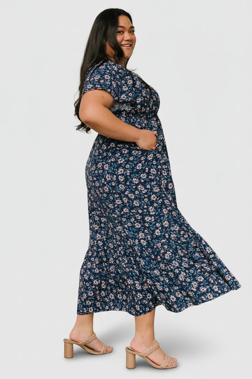 Joanie Smocked Dress | Blue Floral Joanie Smocked Dress | Blue Floral