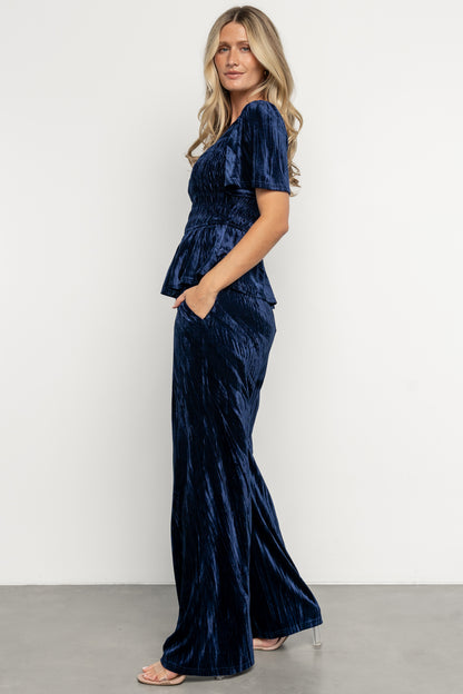 Elin Velvet Set | Navy