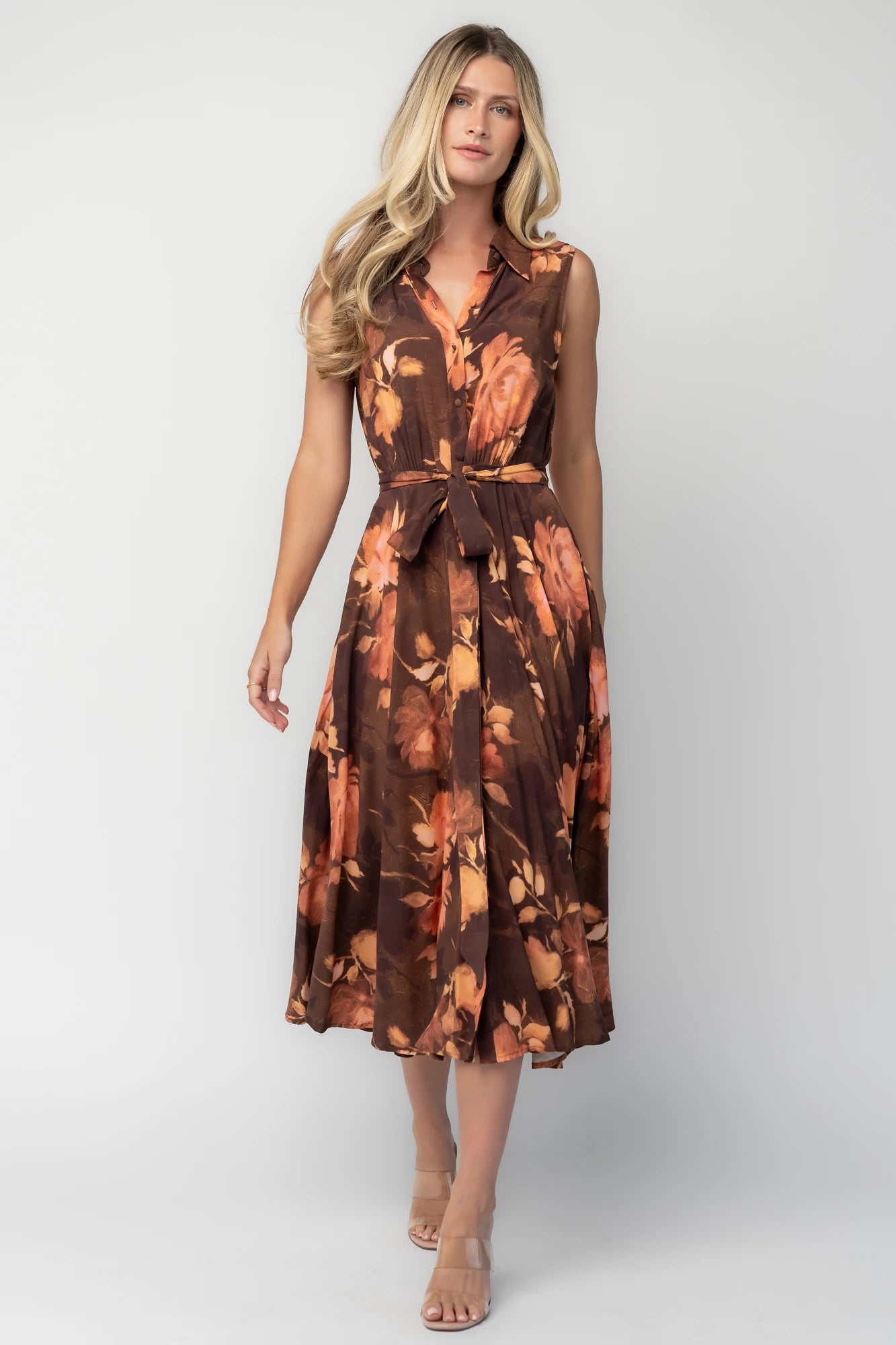 Tess Midi Dress | Brown + Rust