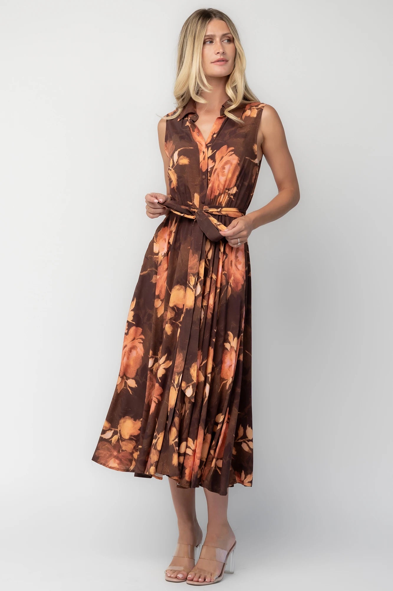 Tess Midi Dress | Brown + Rust