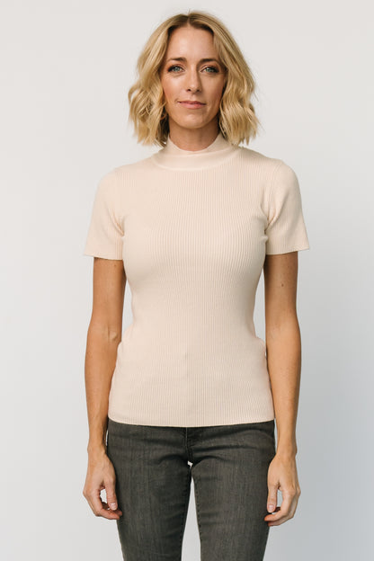 Edie Mock Neck Top | Cream