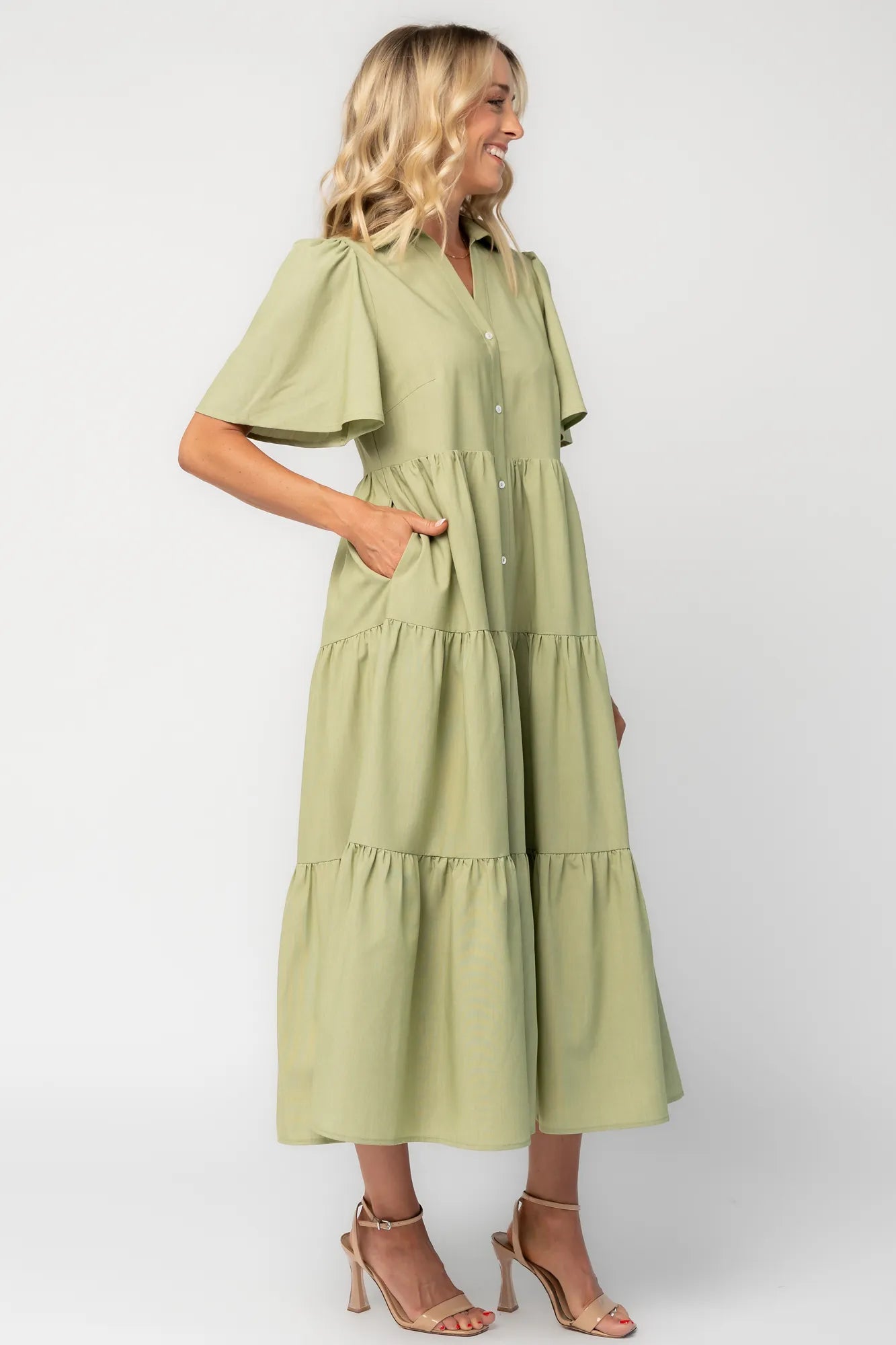 Westbury Tiered Midi Dress | Sage