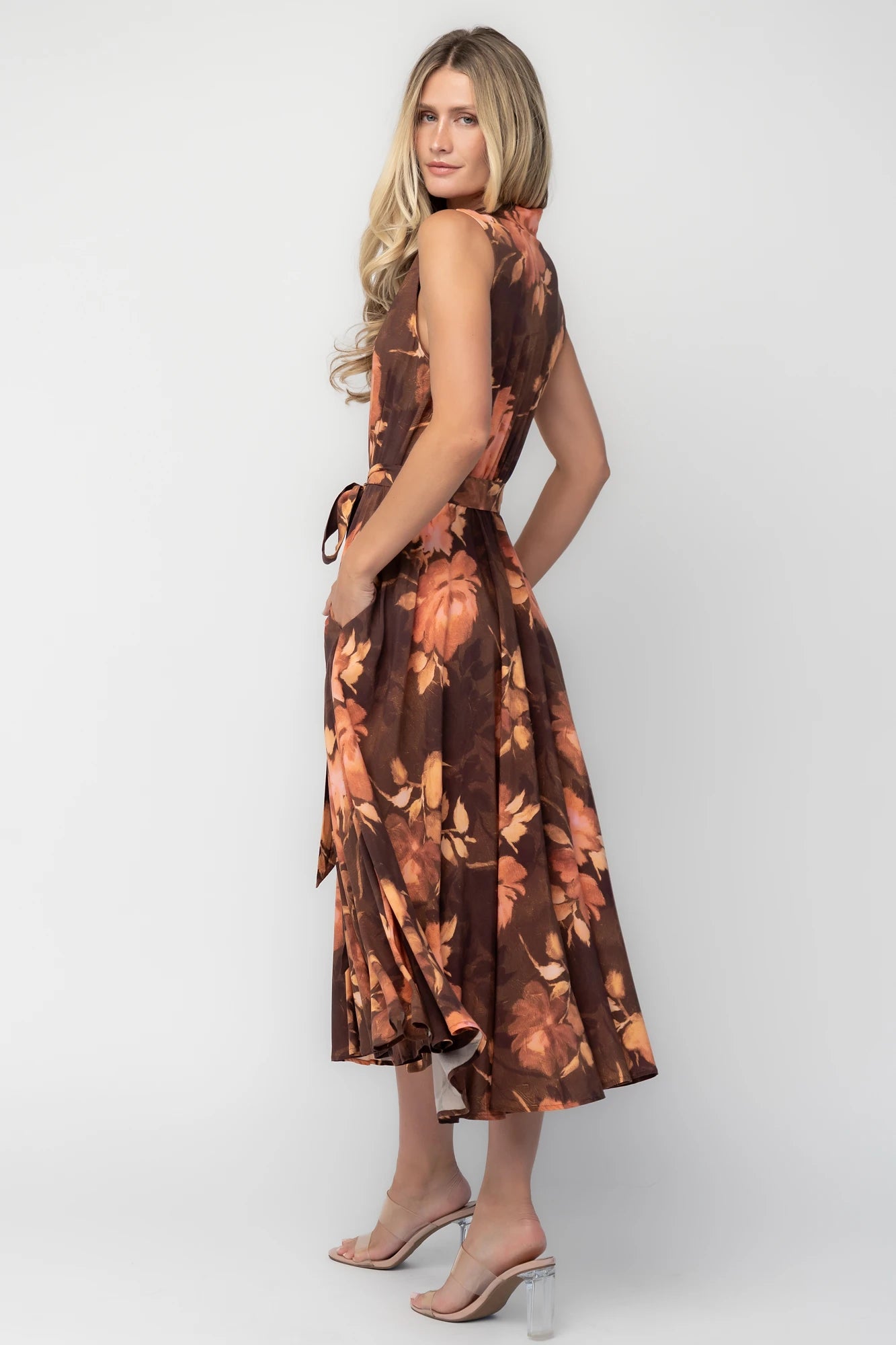 Tess Midi Dress | Brown + Rust