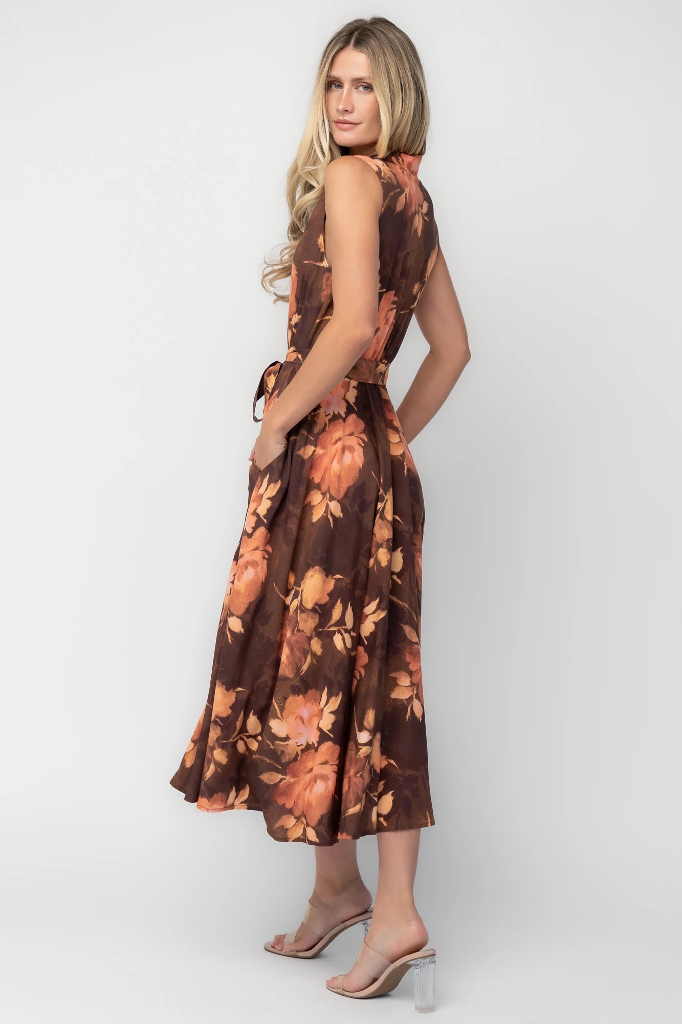 Tess Midi Dress | Brown + Rust