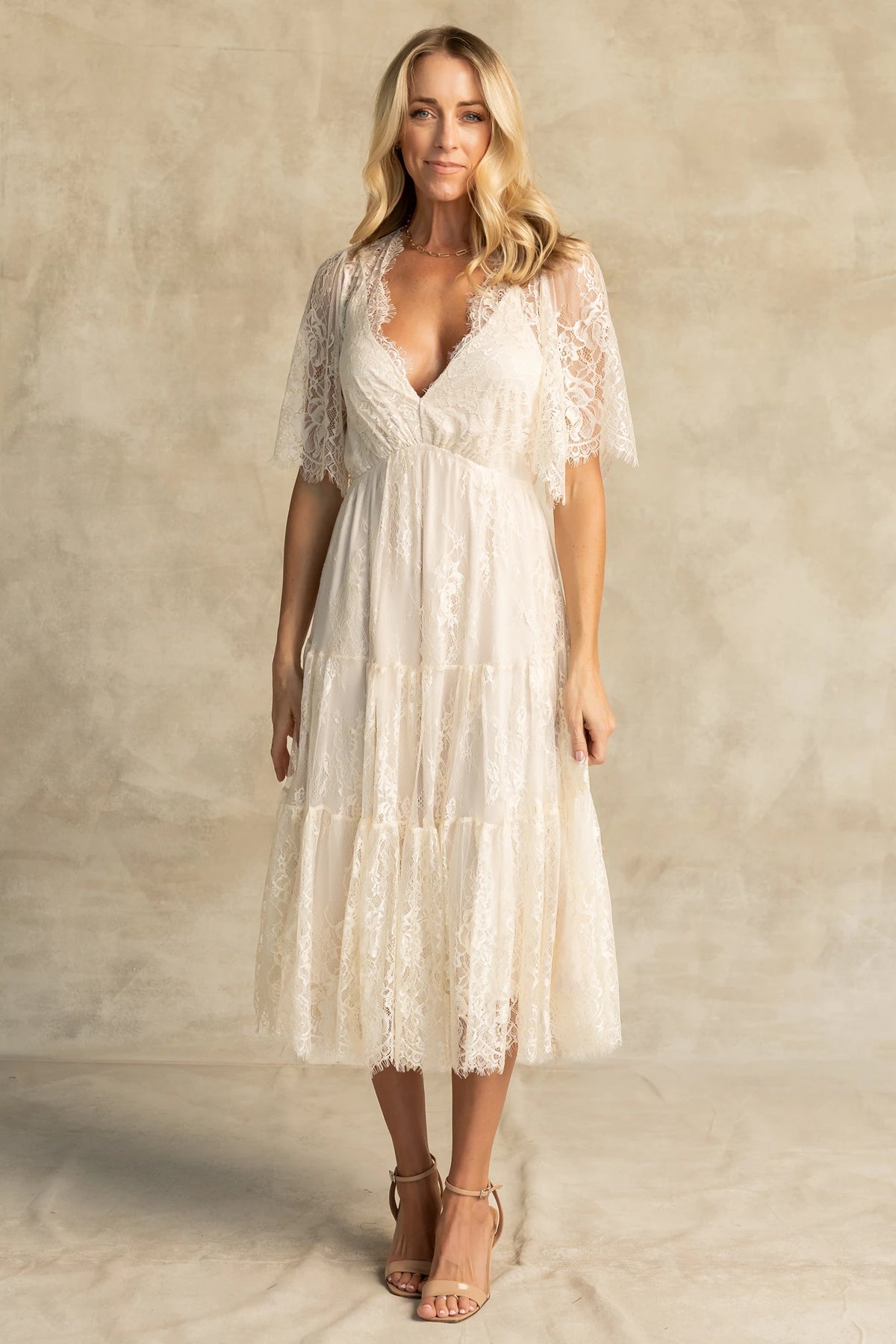 Brittany Lace Midi Dress | Vintage Cream