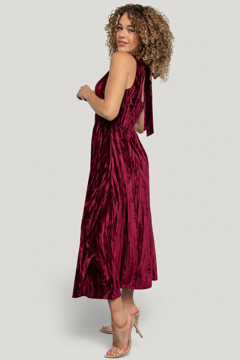 Baltic Born Womens Octavia Velvet Midi Dress | Cranberry | Size: XL Baltic Born Womens Octavia Velvet Midi Dress | Cranberry | Size: XL