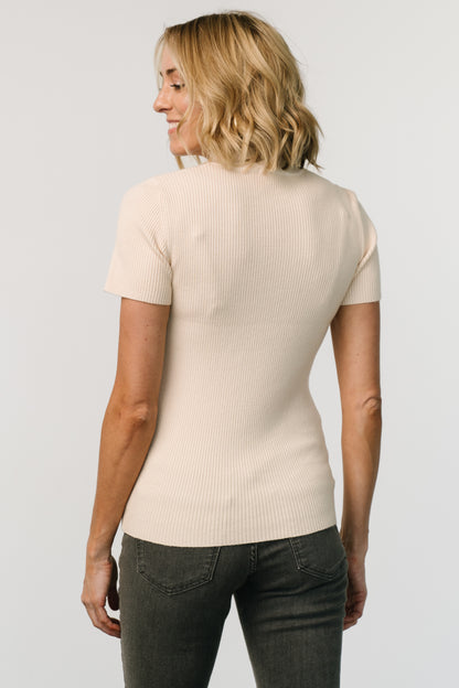 Edie Mock Neck Top | Cream