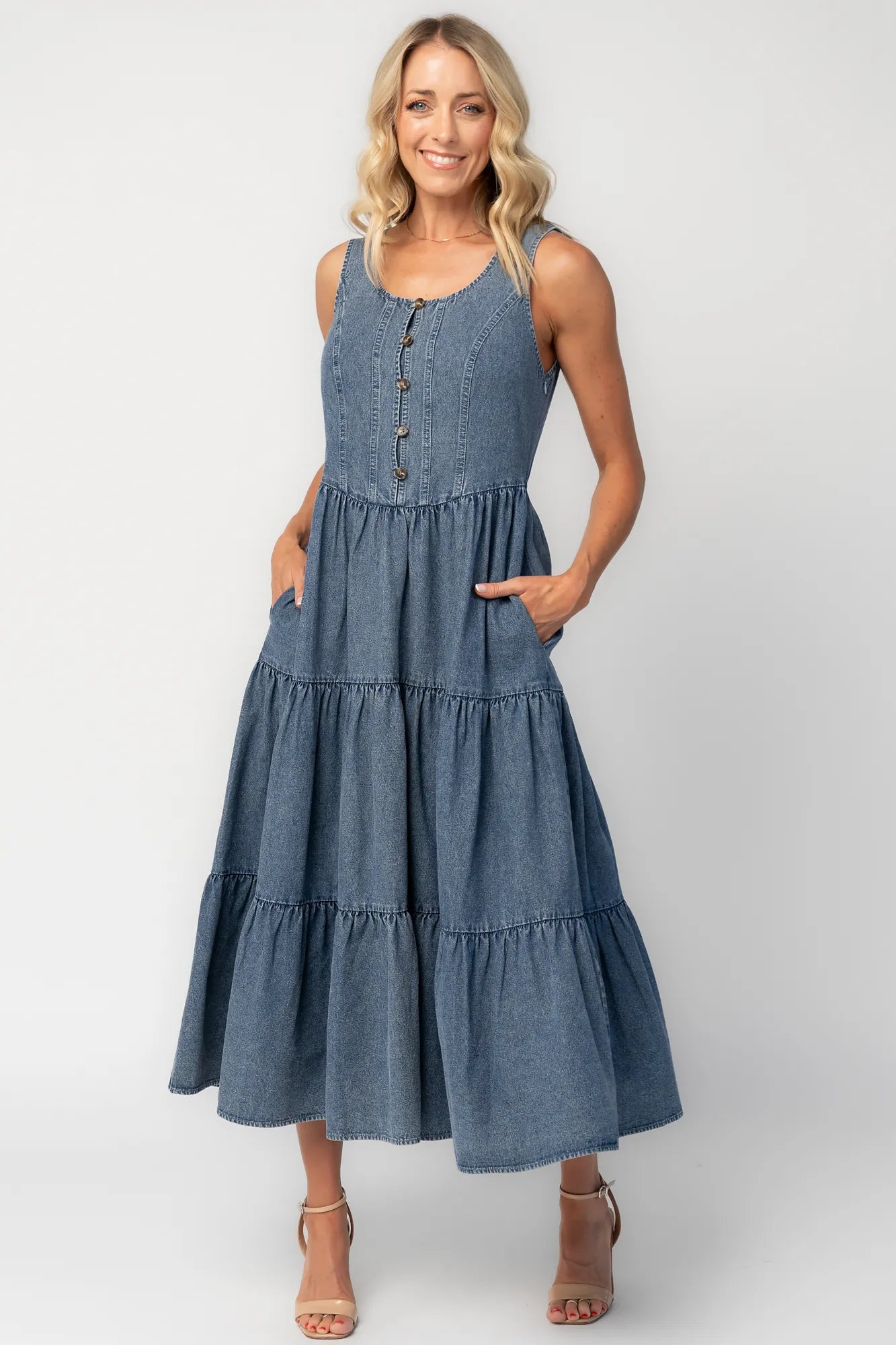 Baltic Born Womens Park Avenue Denim Dress | Medium Wash