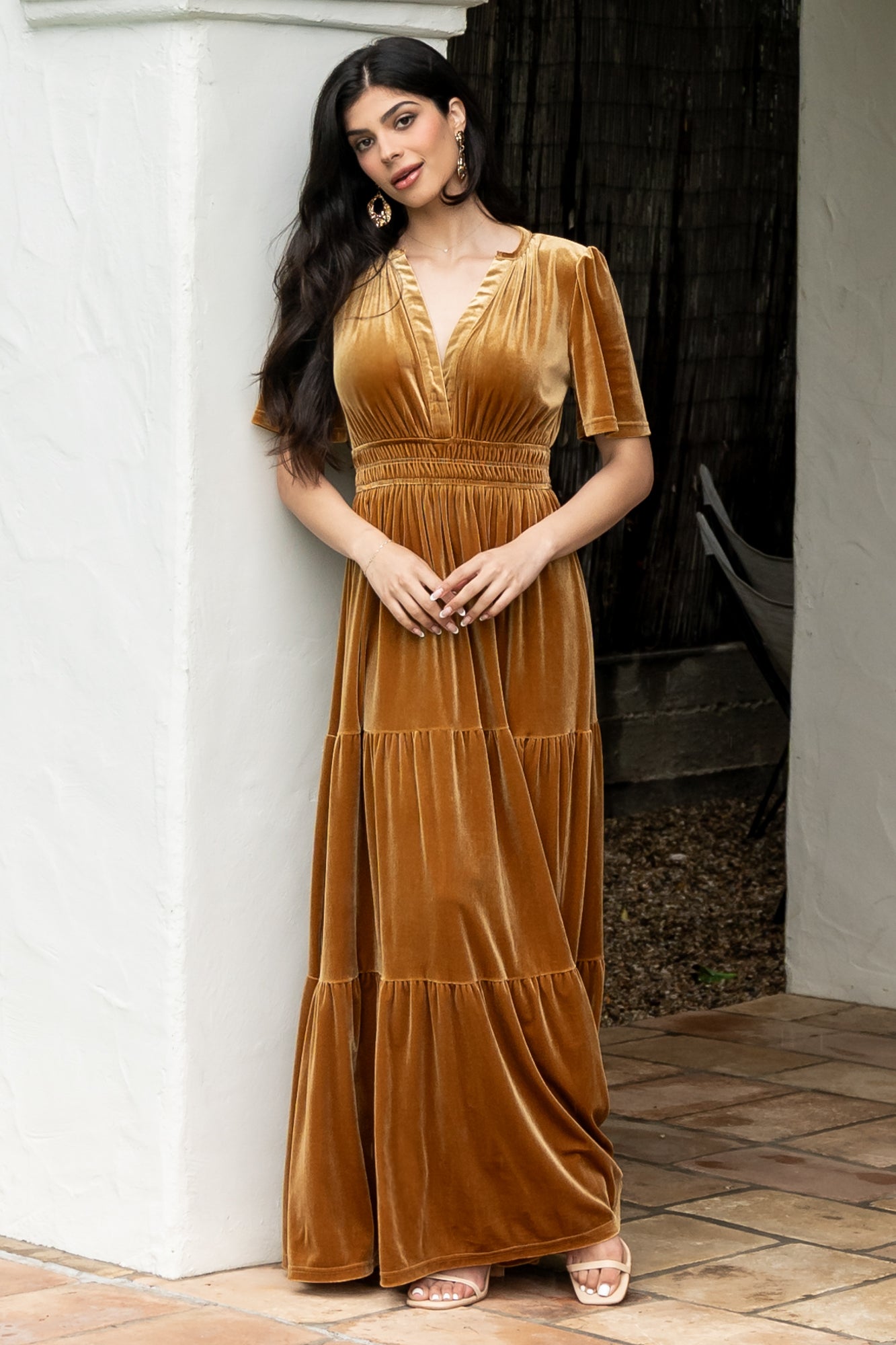 Baltic Born Womens Artemis Velvet Maxi Dress | Dark Gold | Size: 2XL Baltic Born Womens Artemis Velvet Maxi Dress | Dark Gold | Size: 2XL