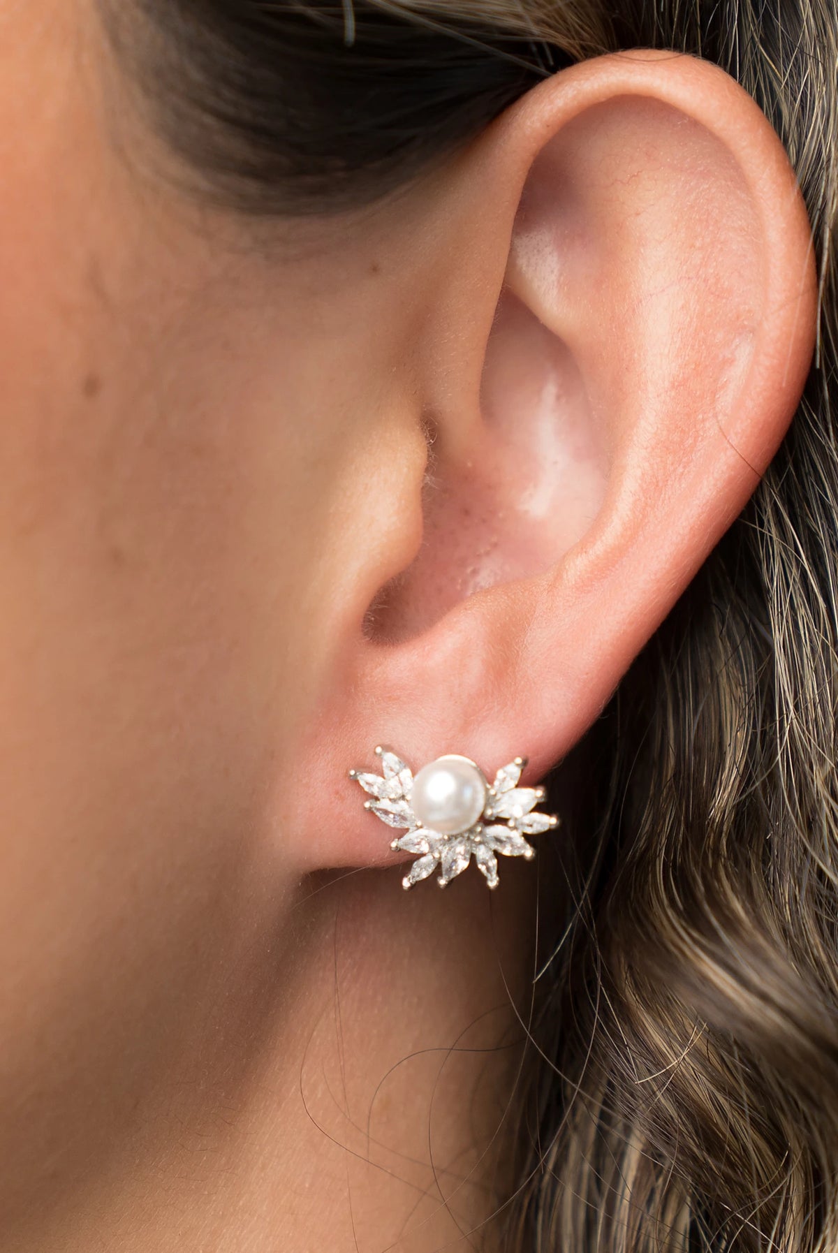 Maryana Pearl Statement Stud Earrings | Silver