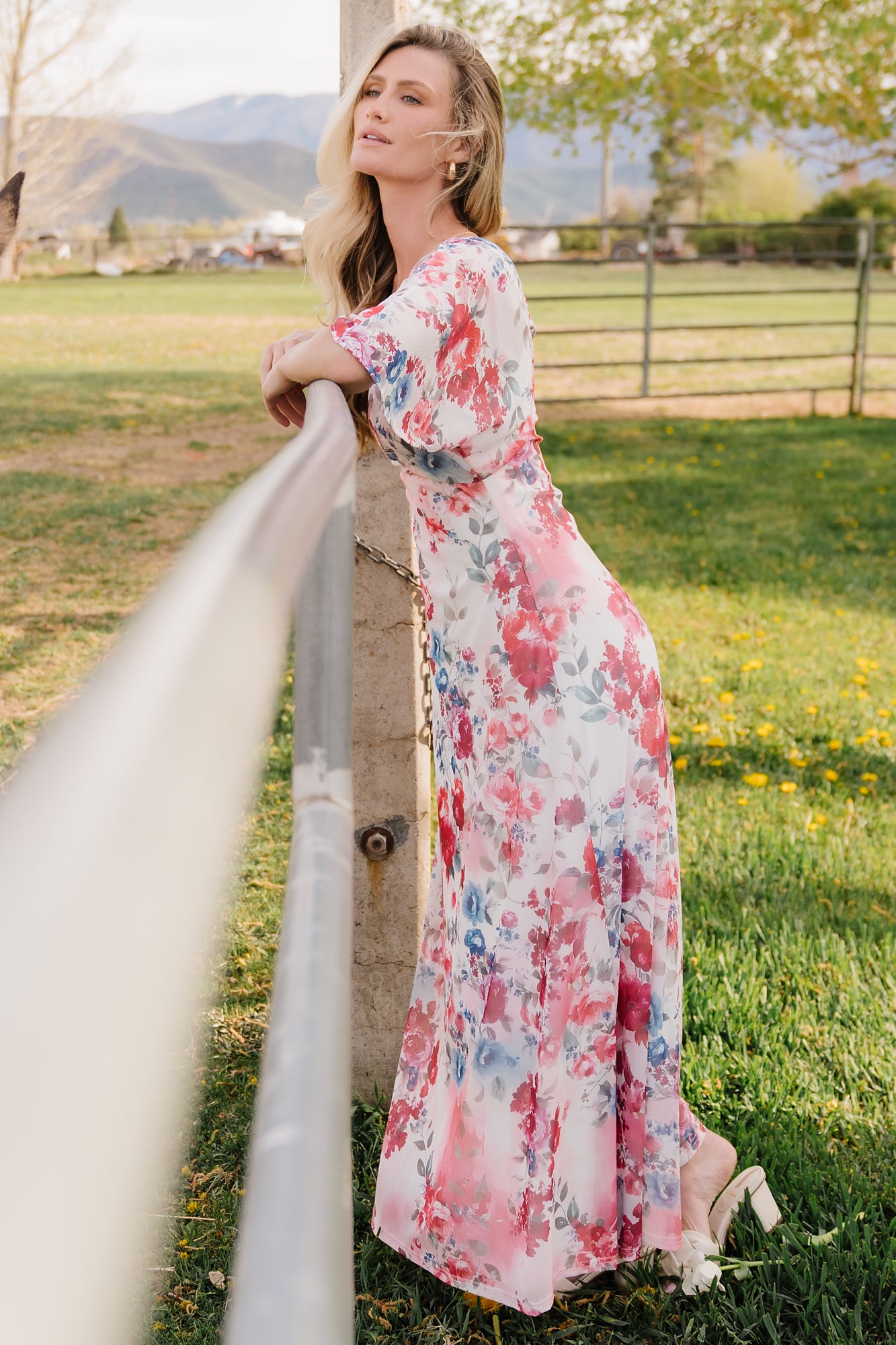 Baltic Born Womens Sevilla Mesh Maxi Dress | Berry Multi Floral