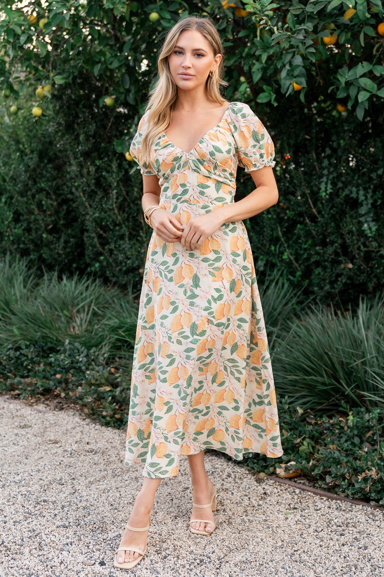 Amalfi Midi Dress Lemon Print - Main Image