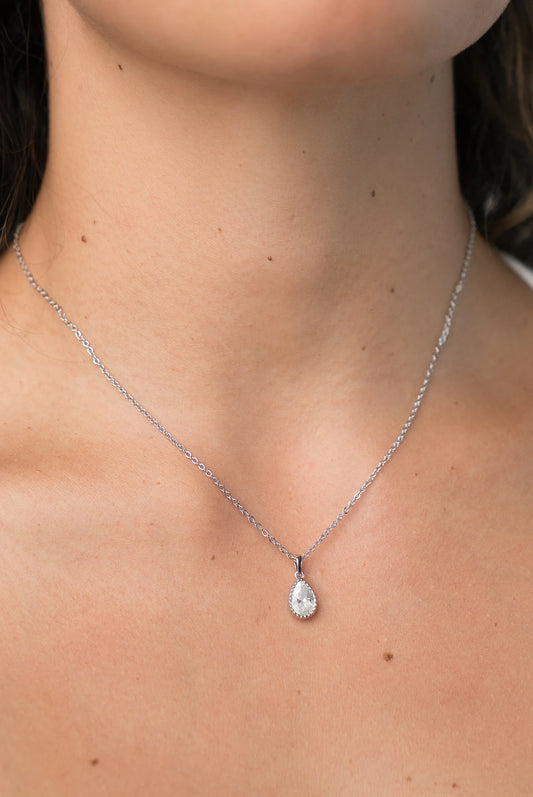Christy Teardrop Pendant Necklace | Silver