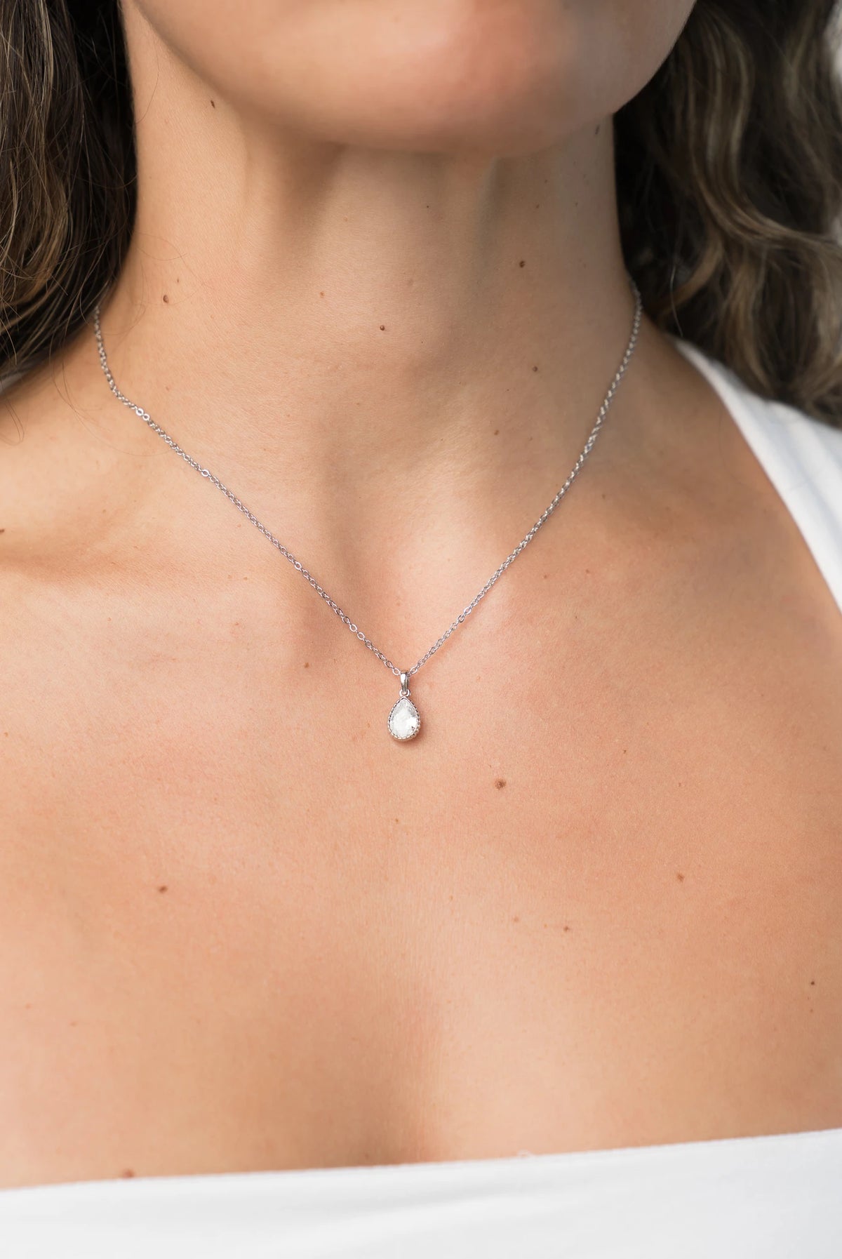 Christy Teardrop Pendant Necklace | Silver