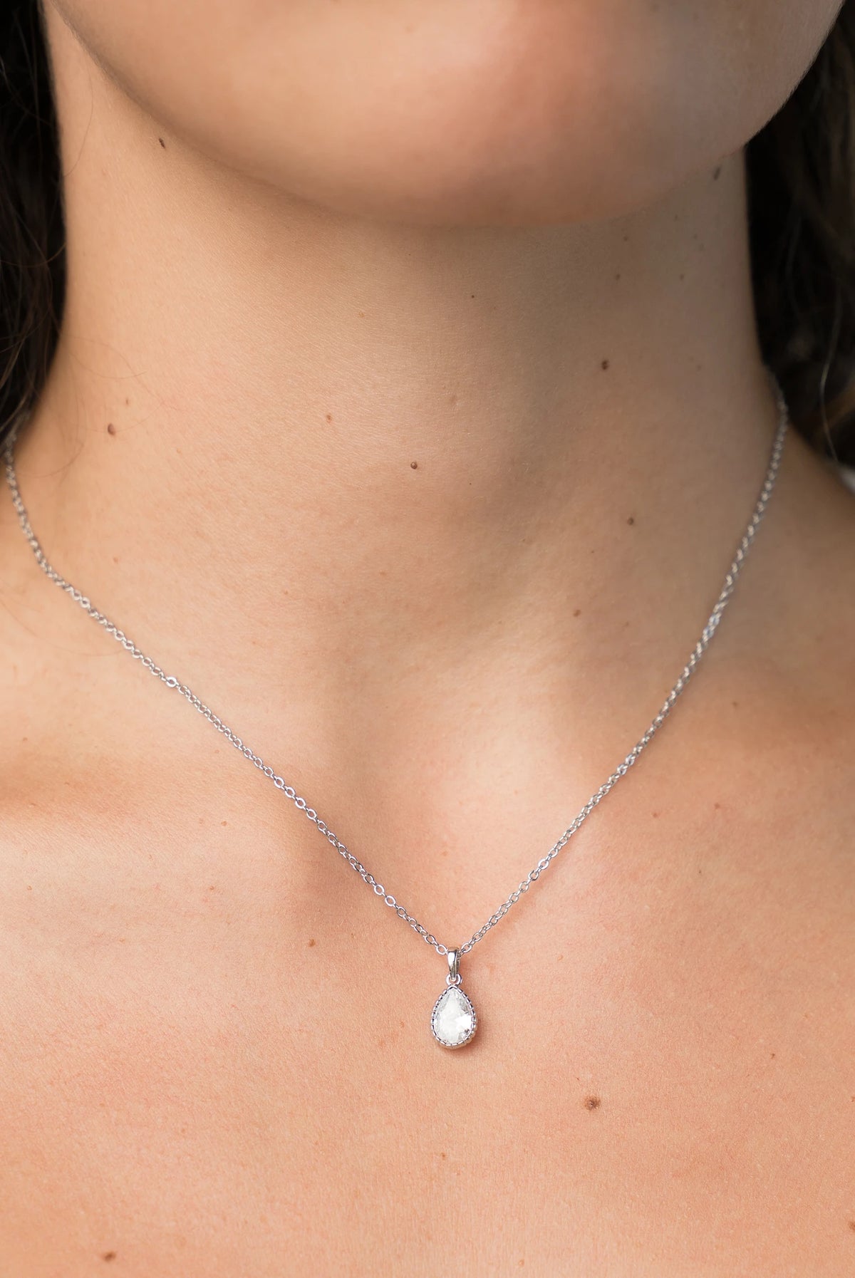 Christy Teardrop Pendant Necklace | Silver