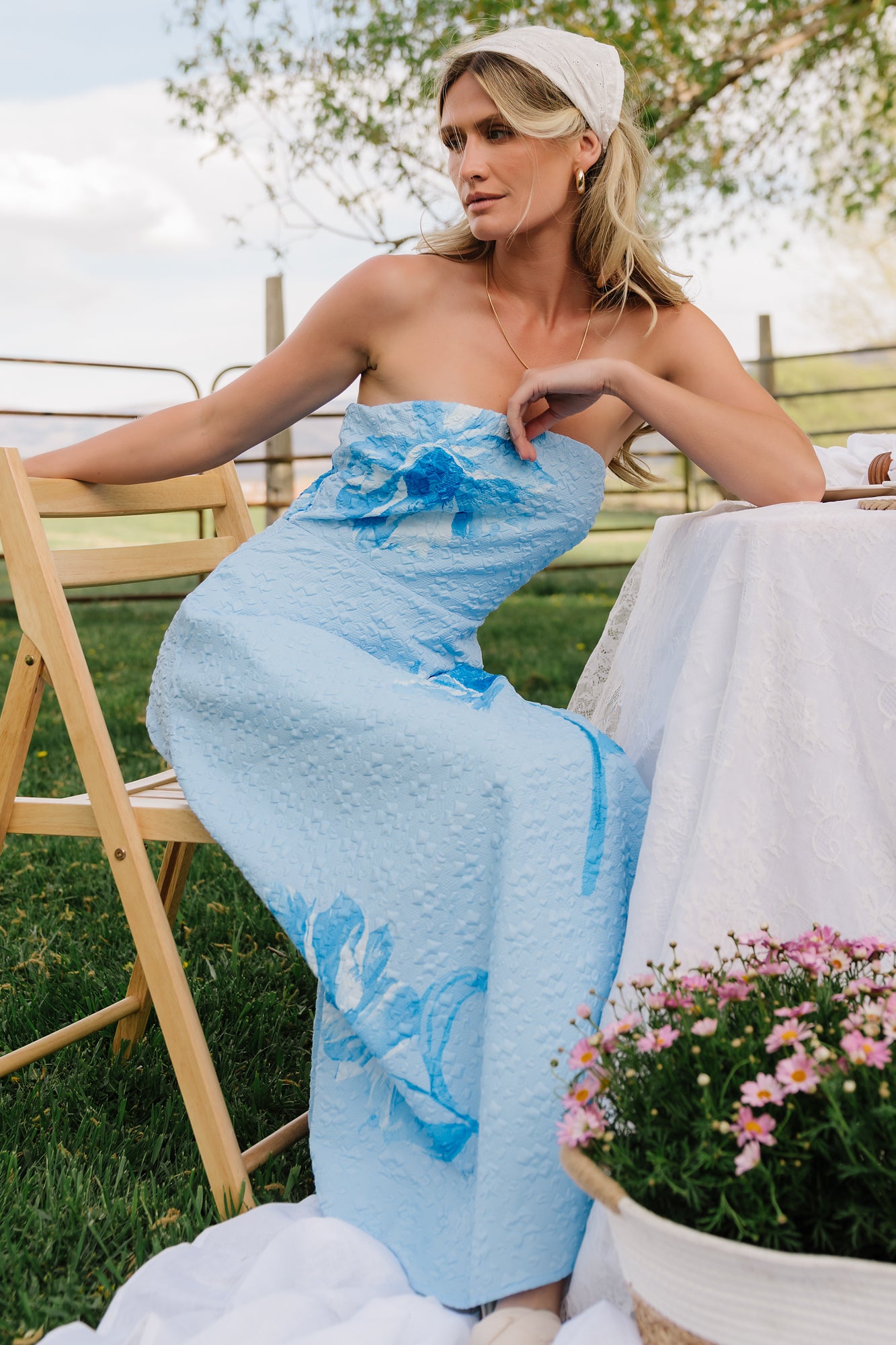 Genesis Strapless Midi Dress | Light Blue XL Genesis Strapless Midi Dress | Light Blue XL