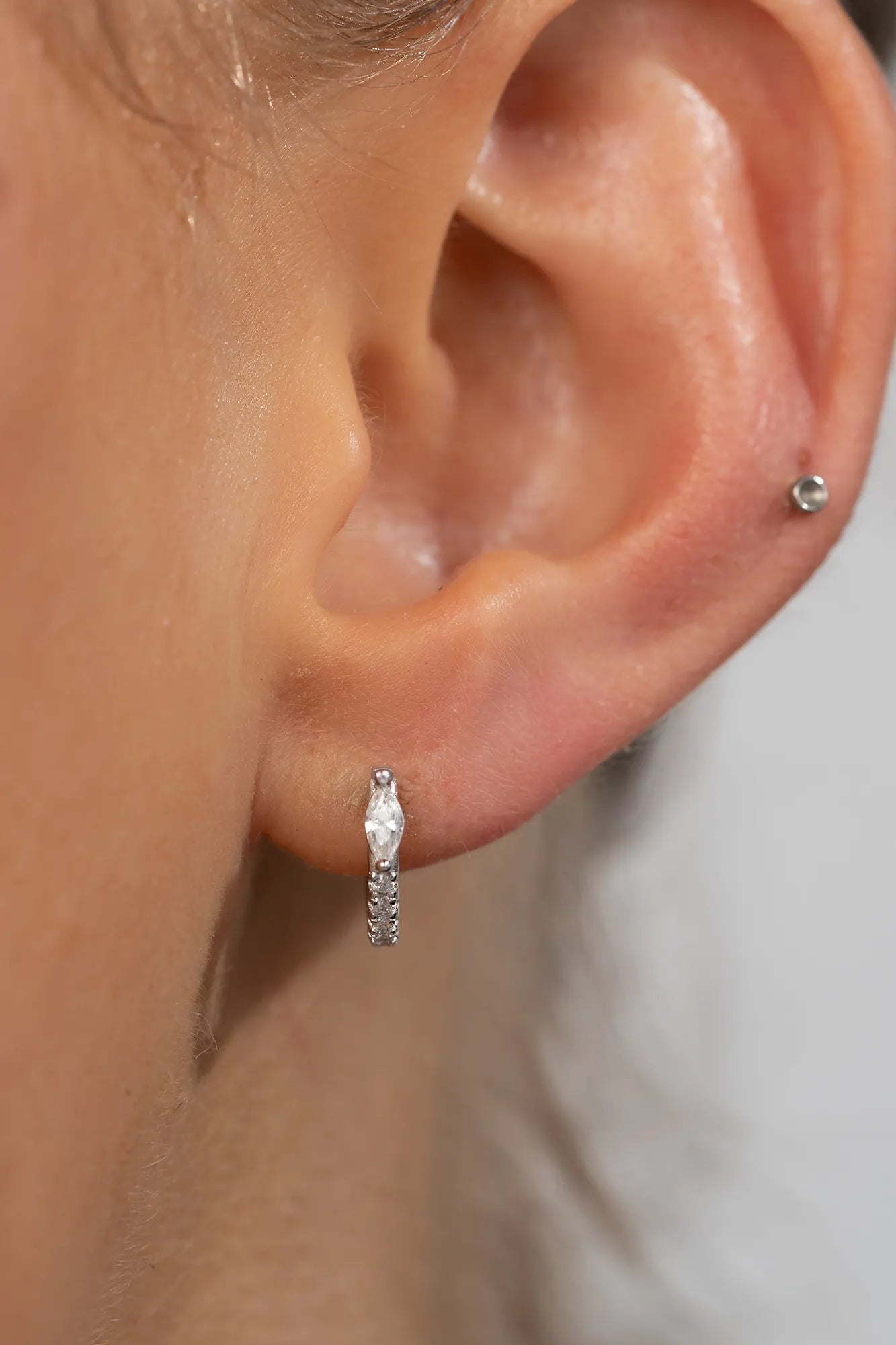 Halo Huggie Hoop Earrings | Silver
