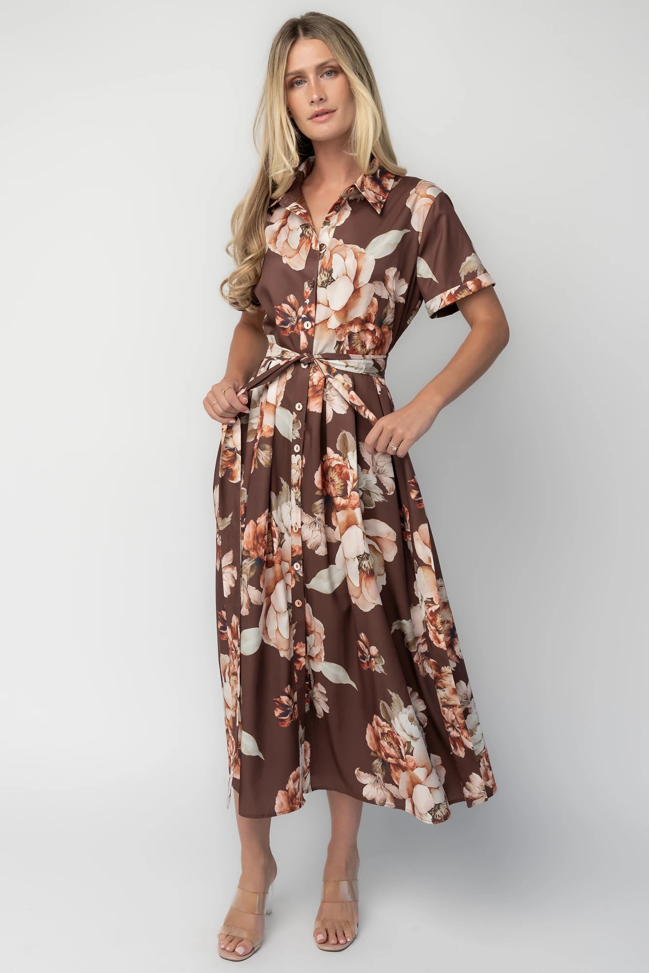 Blythe Midi Dress | Brown Floral