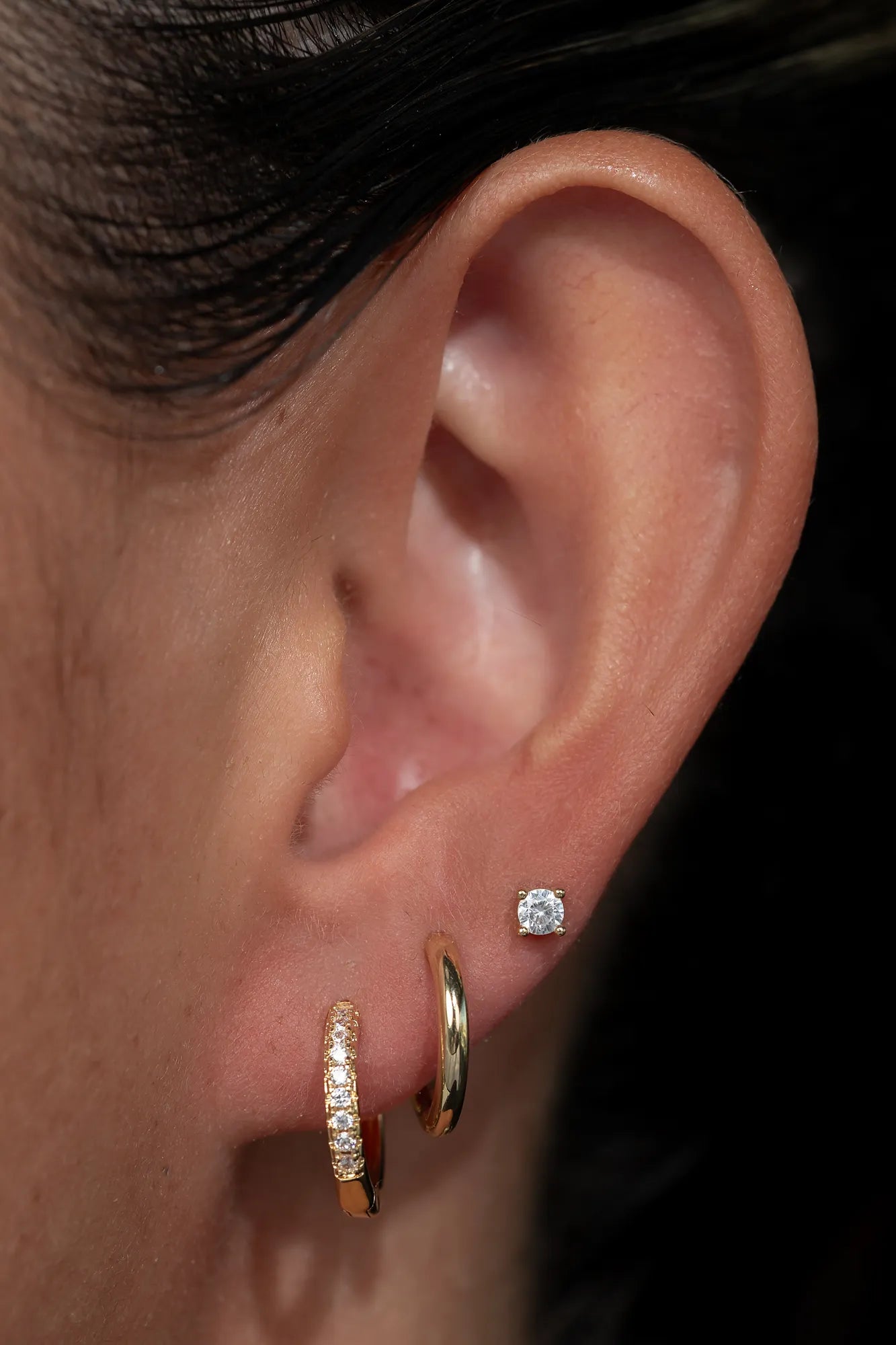 Classic Crystal Hoop Set | Gold