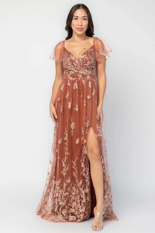 Esmerelda Shimmer Gown | Terracotta