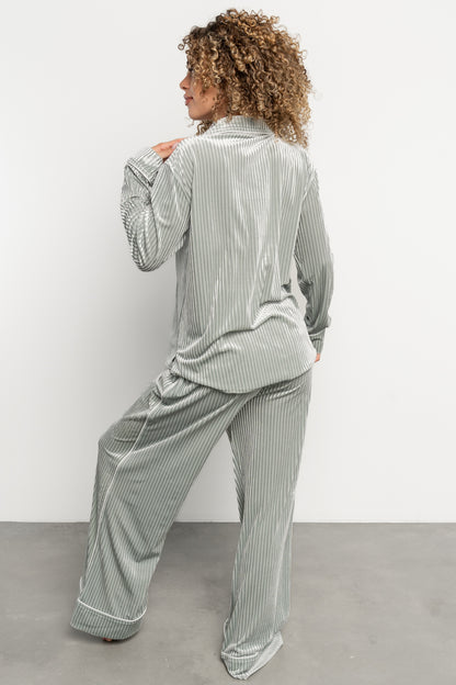 Klara Ribbed Velvet Pajama Set | Sage