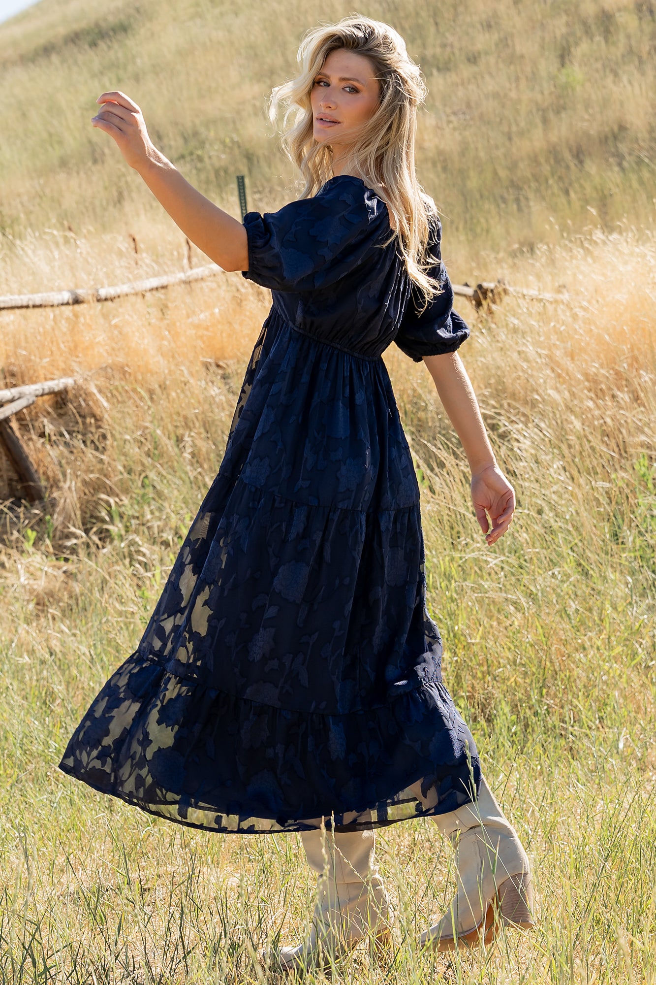 hayward long sleeve midi dress blue Virlen Womens Long Sleeve Printed Midi Dress, Navy Blue Abstract / S