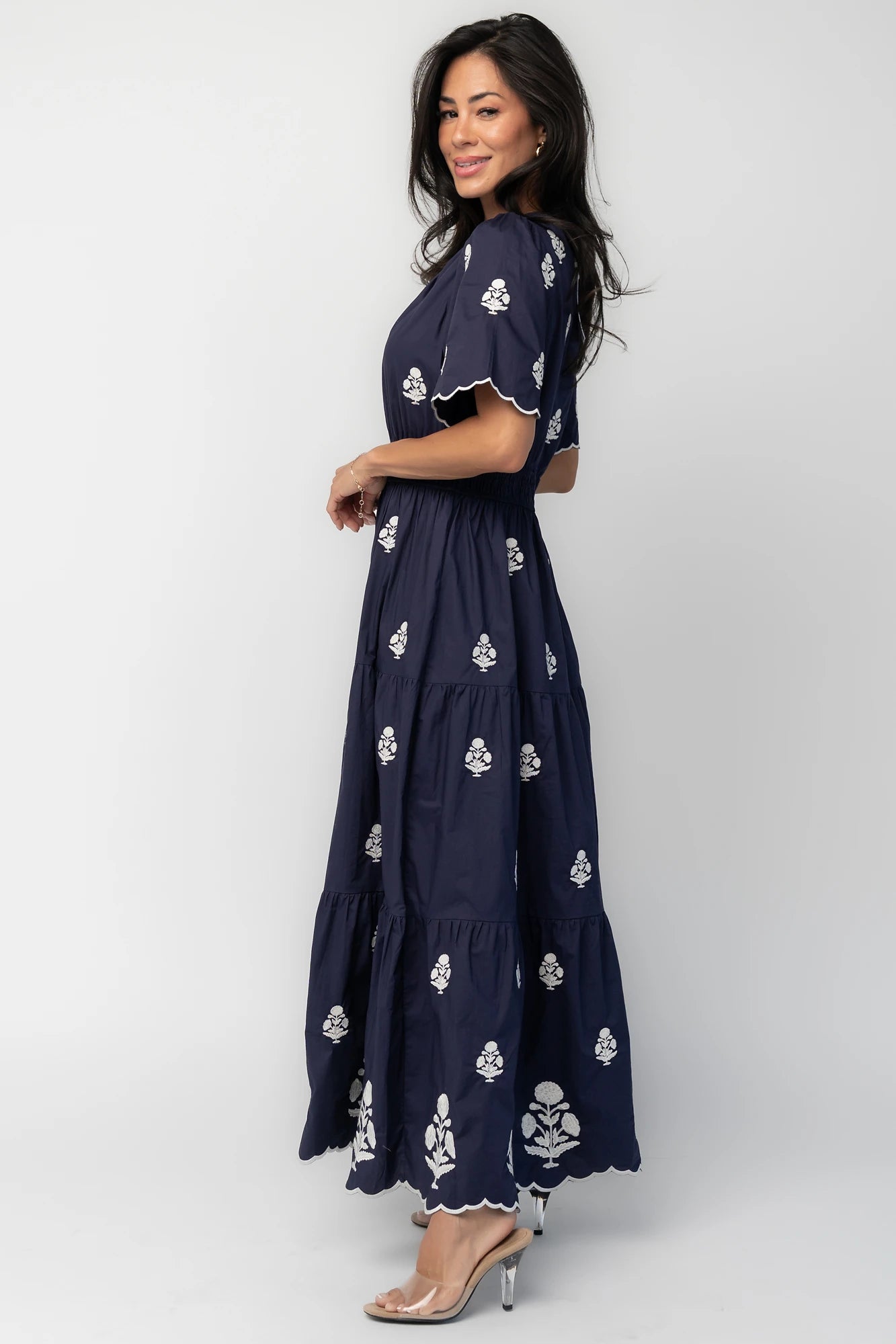 Delilah Embroidered Maxi Dress | Navy