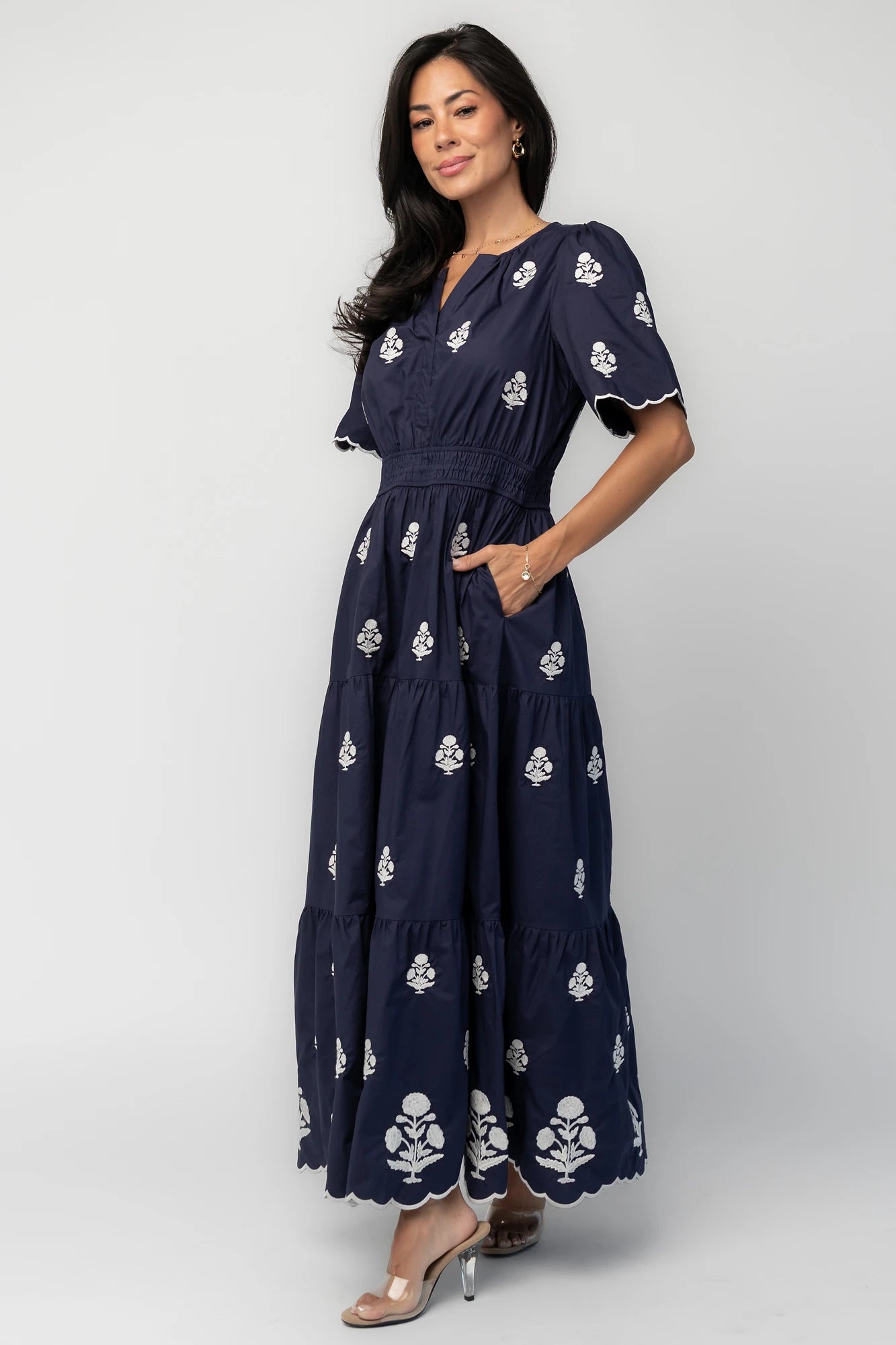 Delilah Embroidered Maxi Dress | Navy