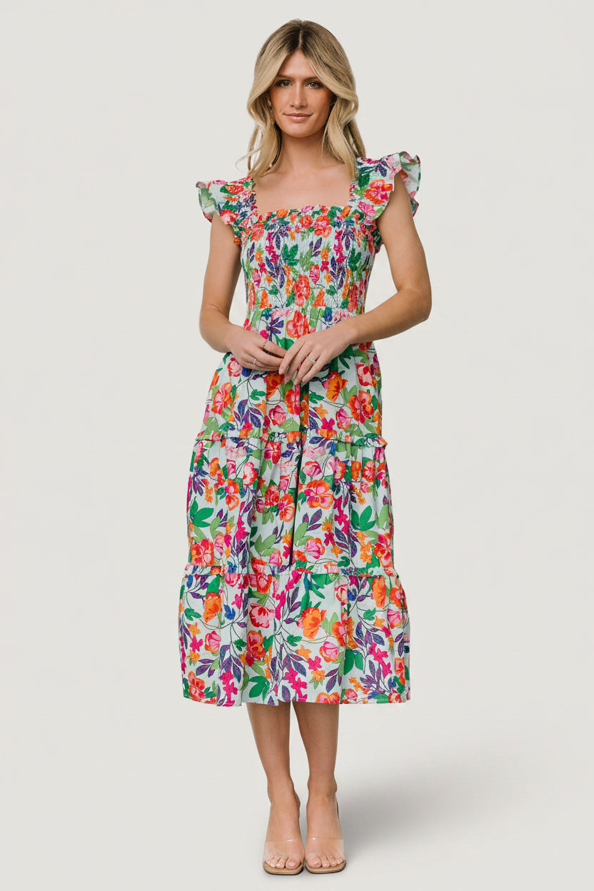 harper floral midi dress Harper Smocked Midi Dress