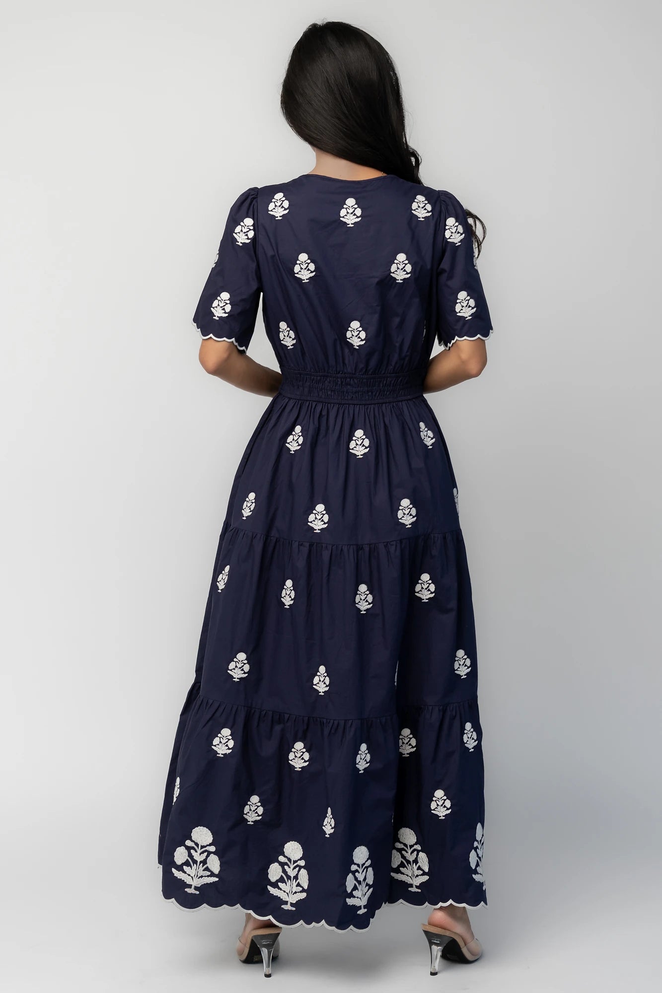 Delilah Embroidered Maxi Dress | Navy