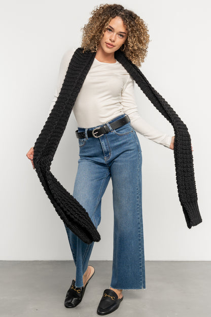 Sarah Chunky Knit Scarf | Black