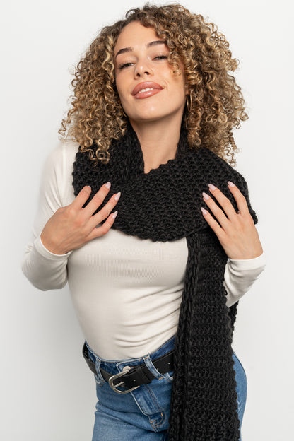 Sarah Chunky Knit Scarf | Black