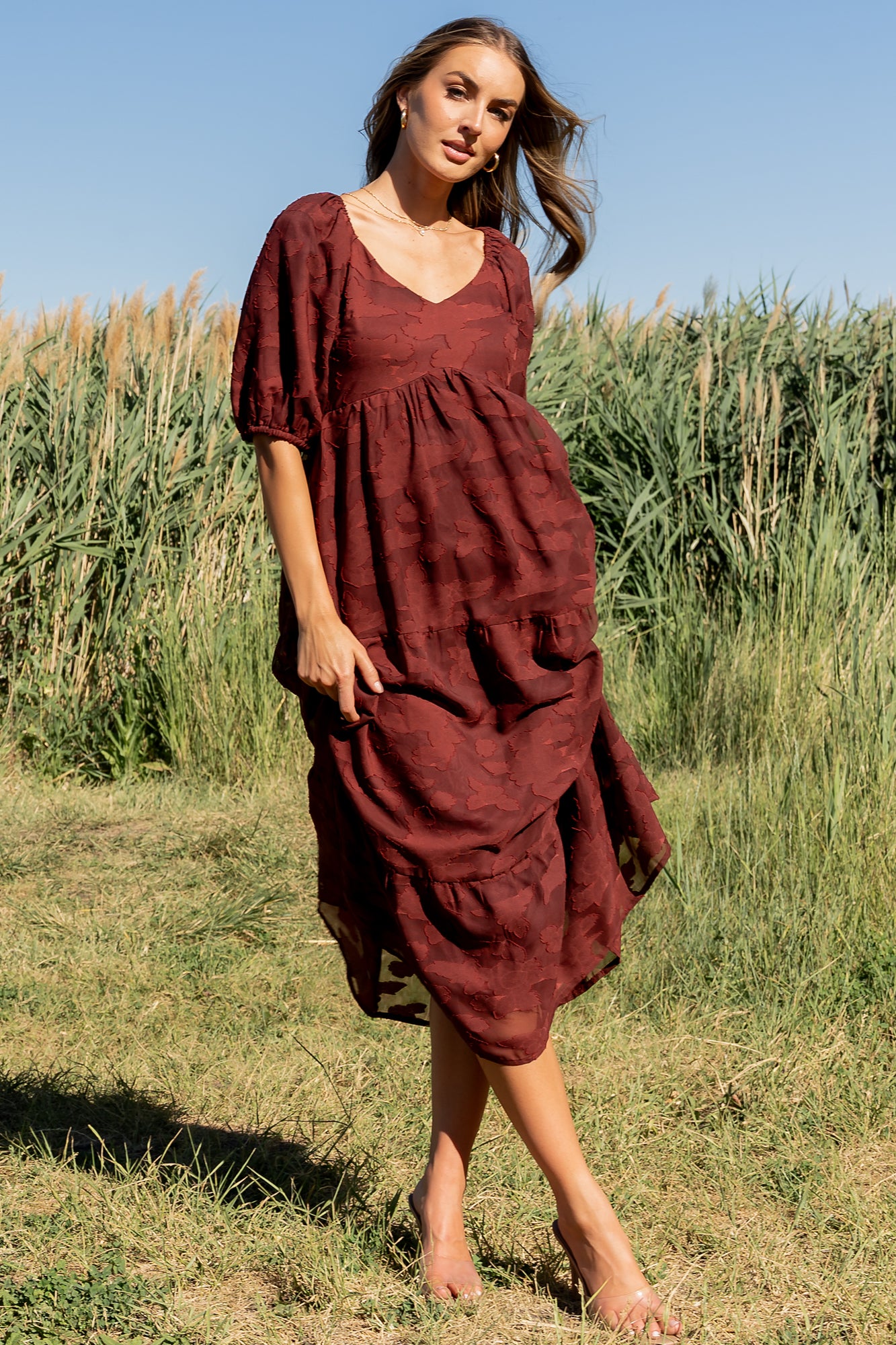 mahogany red dress Ulla Johnson Women's Verona Silk Smocked Gown - Mahogany