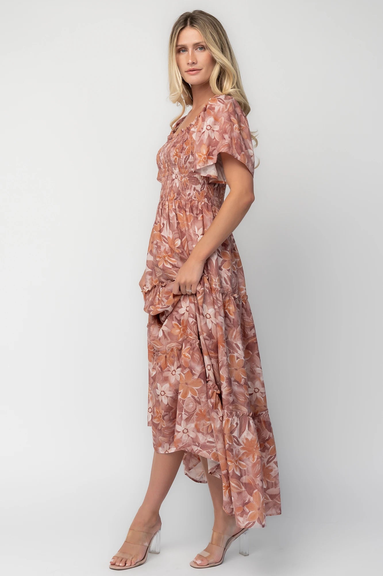 Southampton Smocked Maxi Dress | Dusty Mauve Floral