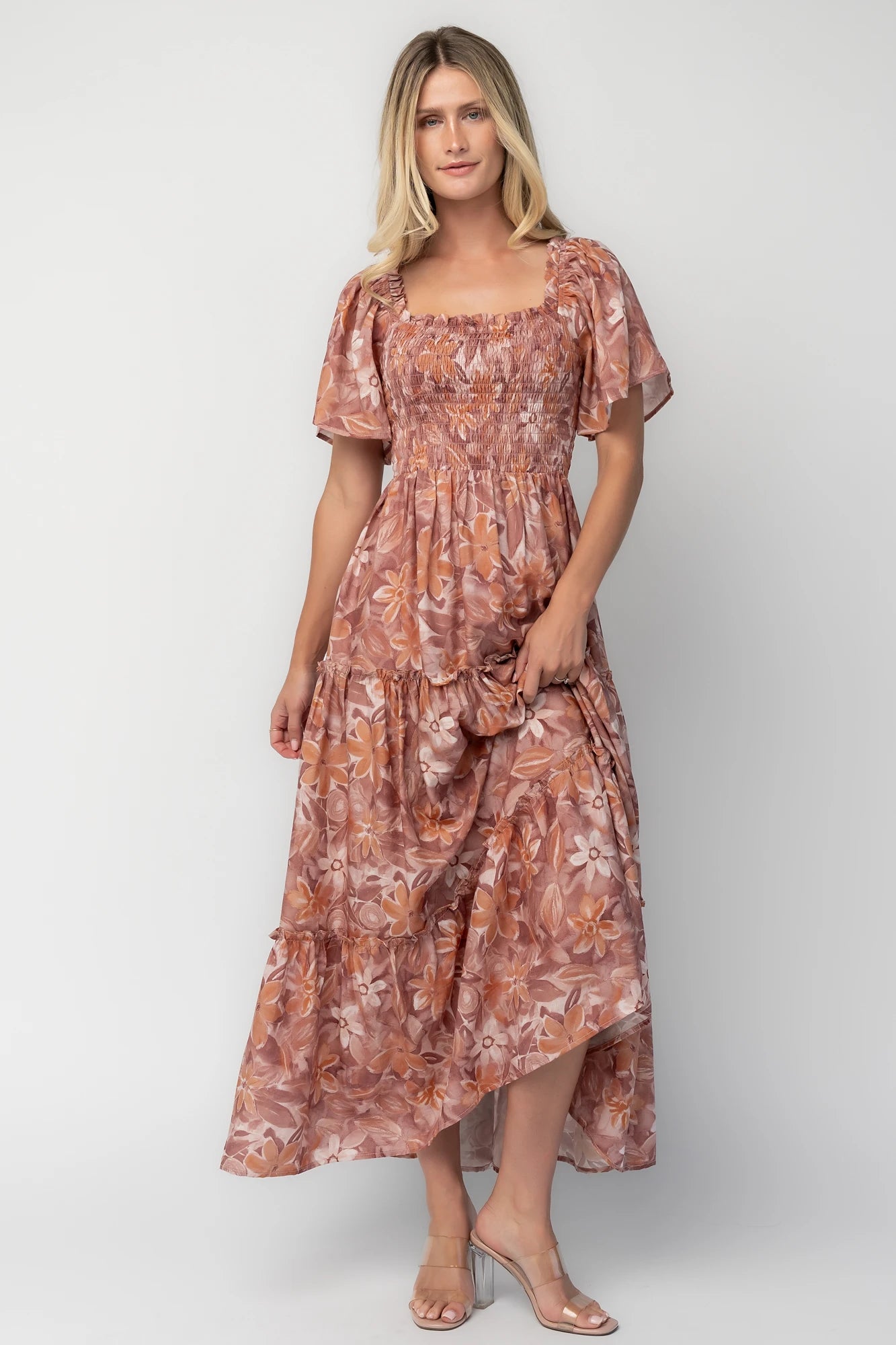 Southampton Smocked Maxi Dress | Dusty Mauve Floral