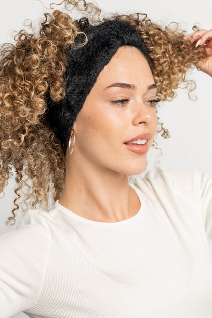 Harlowe Cozy Bow Headband | Black