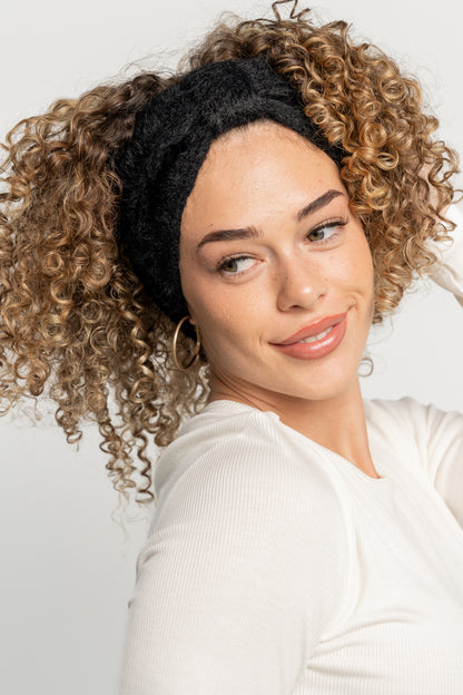 Harlowe Cozy Bow Headband | Black